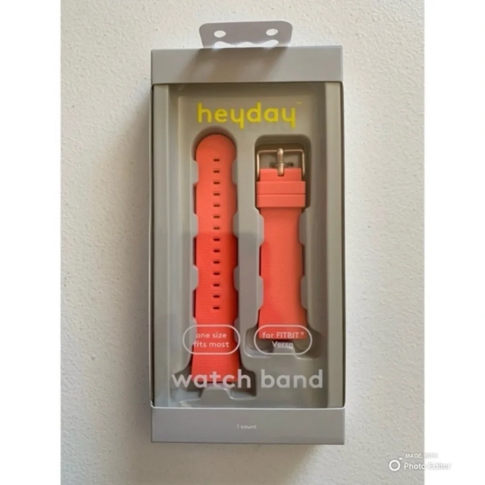 NEW IN BOX! Heyday Bold Neon Coral Band for FITBIT‎ Versa